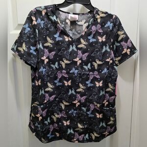 Scrubstar Butterfly Short Sleeve Scrub Top Size S